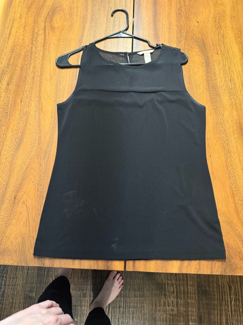 Banana Republic Black Sleeveless Tank with Sheer Yoke